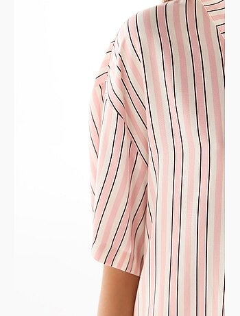 Sleep mode conjunto de pijama às riscas com camisa de manga curta e calças penti