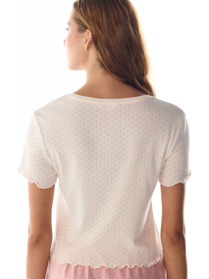 Sleep mode t-shirt pointel de manga curta para pijama penti Branco sujo - Kiabi