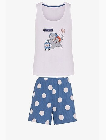 Snooze cruise conjunto de pijama curto com estampa de gato penti