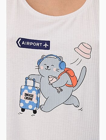 Snooze cruise conjunto de pijama curto com estampa de gato penti