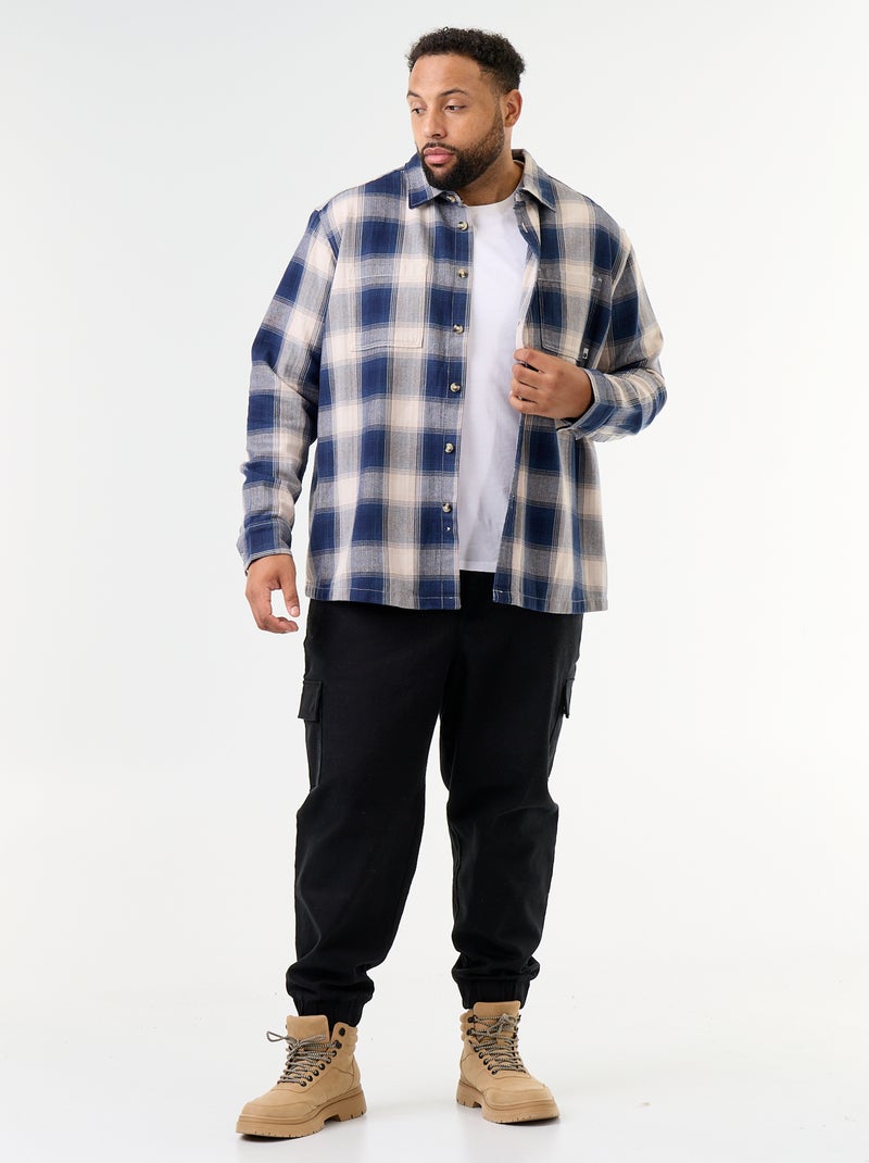 Sobrecamisa aos quadrados Azul - Kiabi
