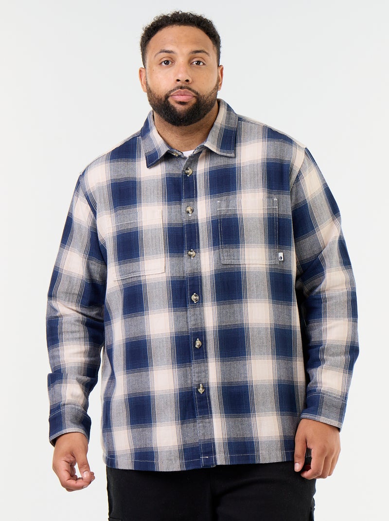 Sobrecamisa aos quadrados Azul - Kiabi
