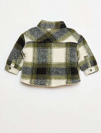 Sobrecamisa aos quadrados com efeito lã