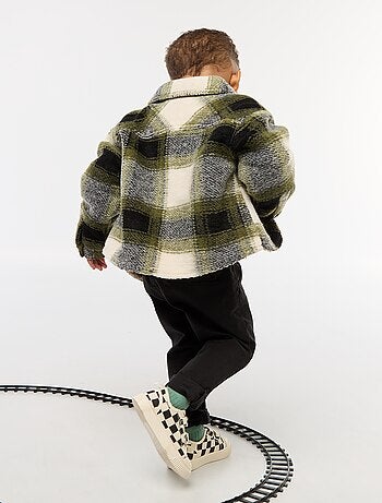 Sobrecamisa aos quadrados com efeito lã