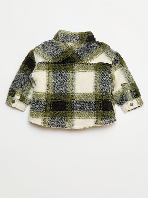 Sobrecamisa aos quadrados com efeito lã - Kiabi