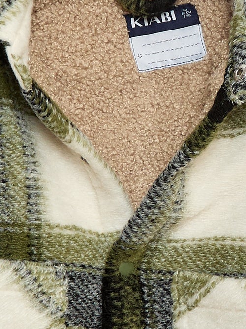 Sobrecamisa aos quadrados com efeito lã - Kiabi