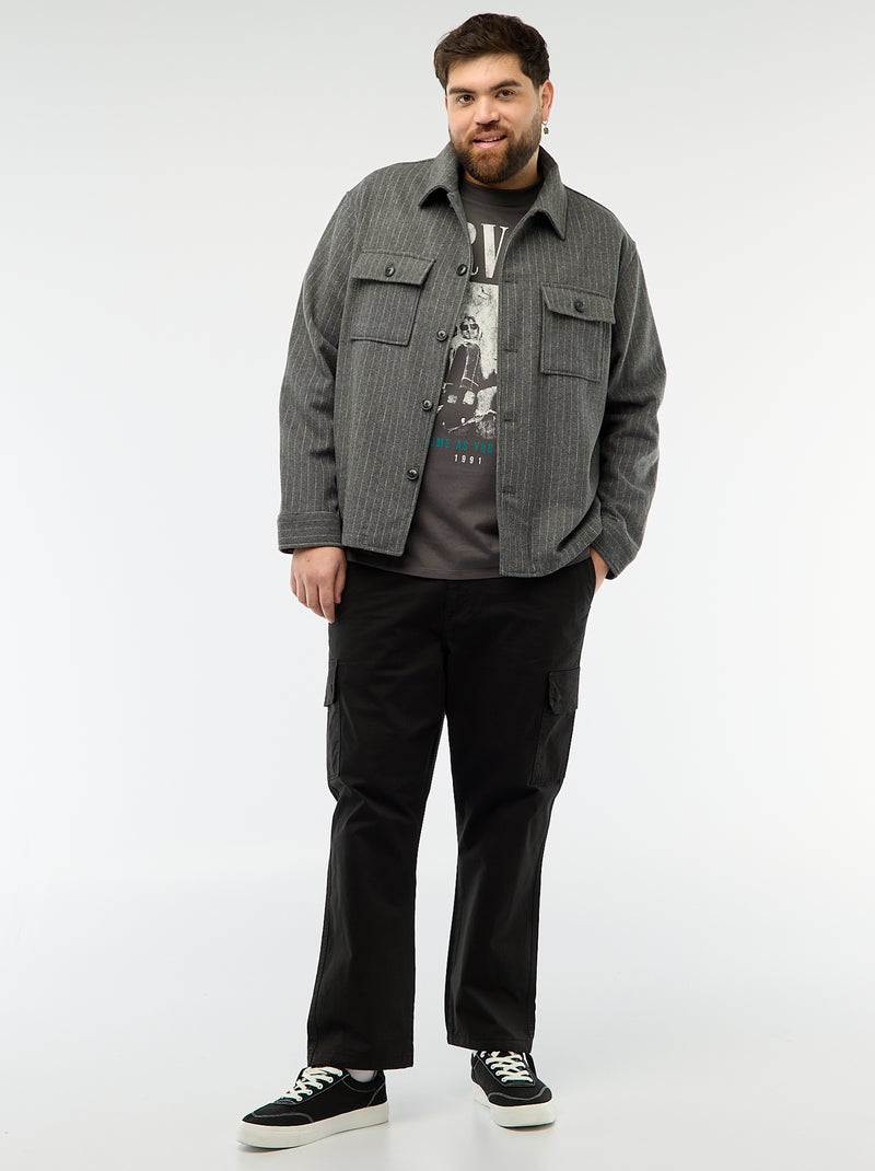 Sobrecamisa com abertura de botões e bolsos com aba Cinza - Kiabi