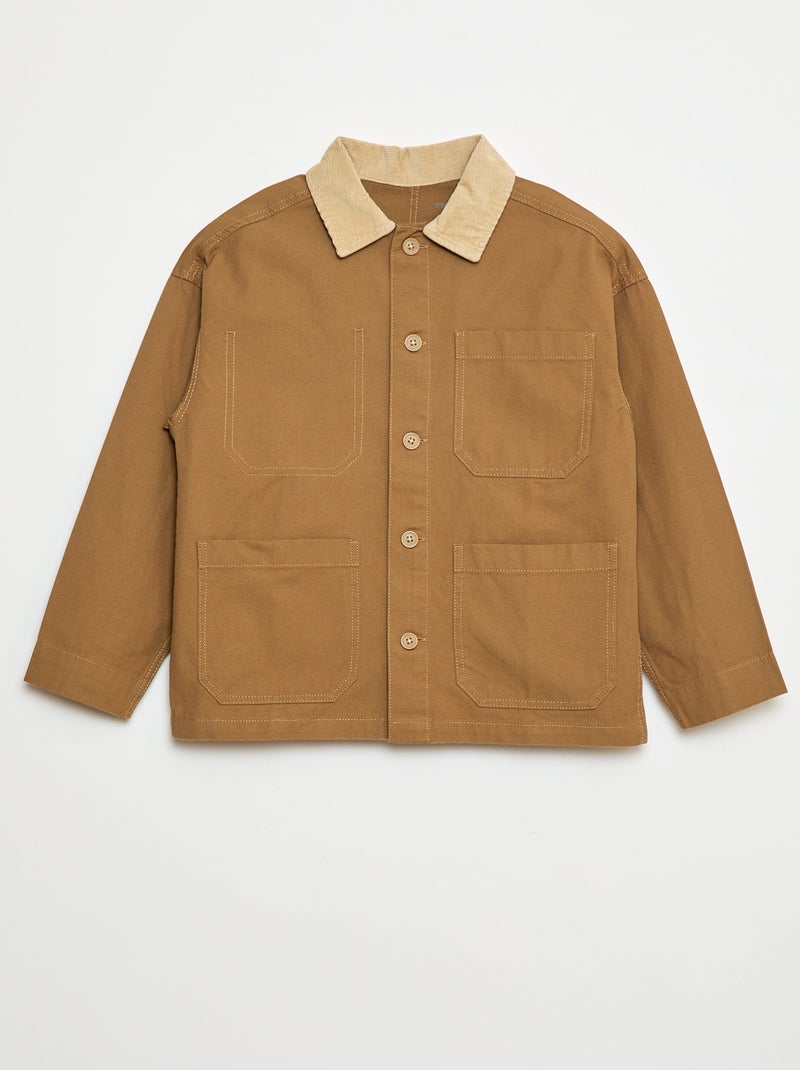 Sobrecamisa com gola canelada Bege - Kiabi