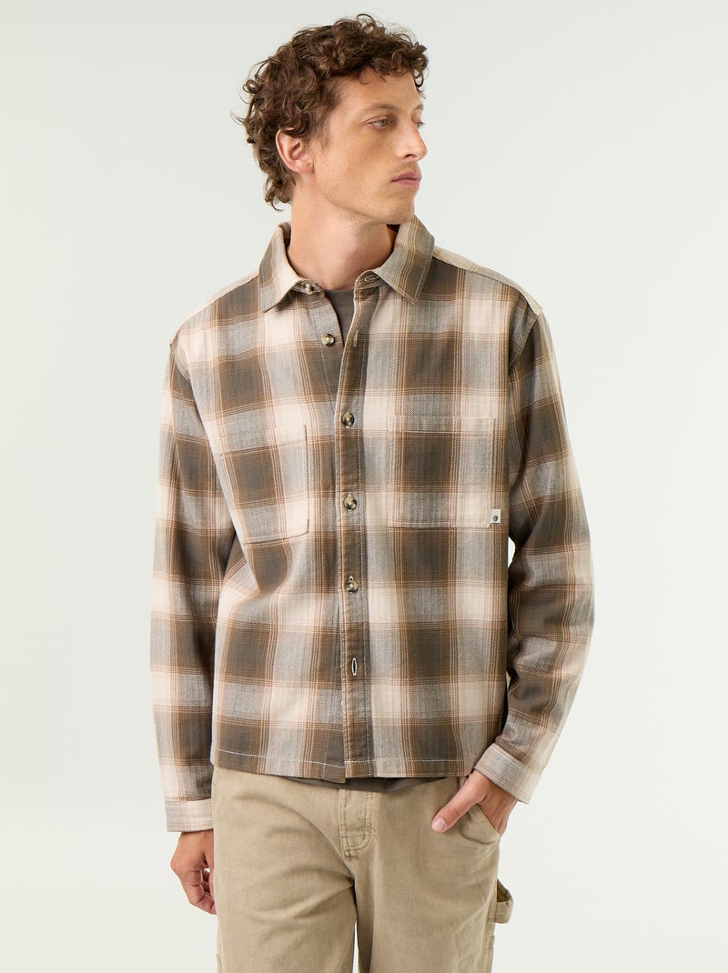 Sobrecamisa com padrão Caqui - Kiabi