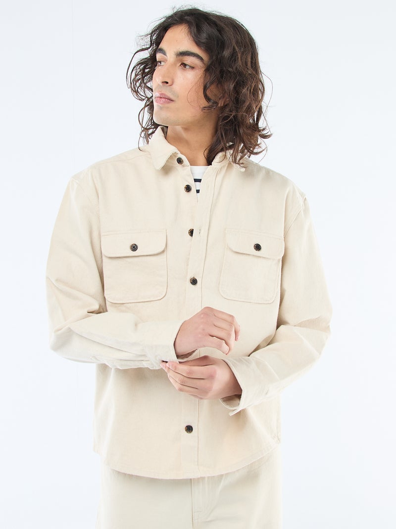Sobrecamisa de algodão Branco - Kiabi