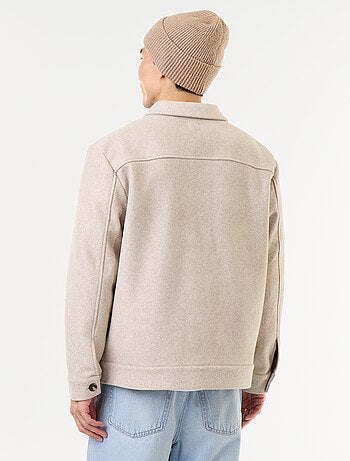 Sobrecamisa de aspeto lã com bolsos no peito