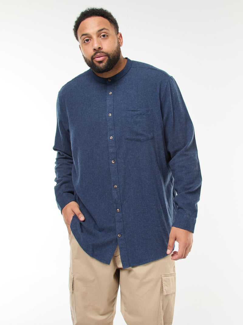 Sobrecamisa de flanela com bolso no peito Azul - Kiabi
