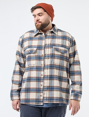 Sobrecamisa de flanela de algodão com padrão axadrezado