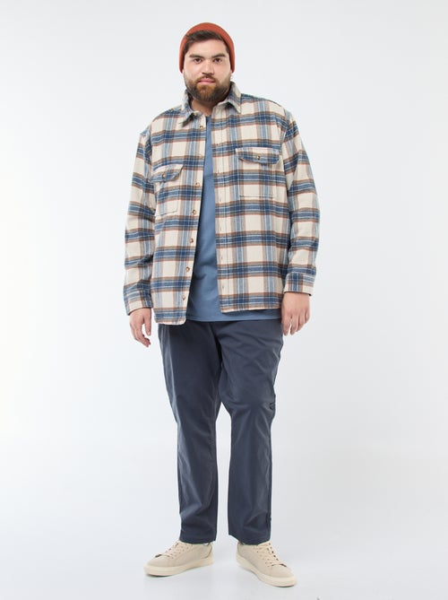 Sobrecamisa de flanela de algodão com padrão axadrezado - Kiabi