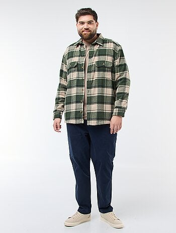 Sobrecamisa de flanela de algodão com padrão axadrezado