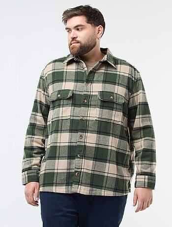 Sobrecamisa de flanela de algodão com padrão axadrezado