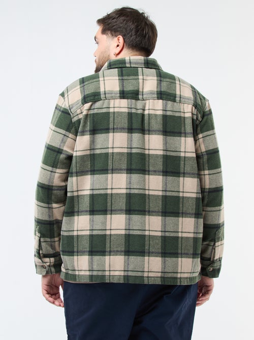 Sobrecamisa de flanela de algodão com padrão axadrezado - Kiabi