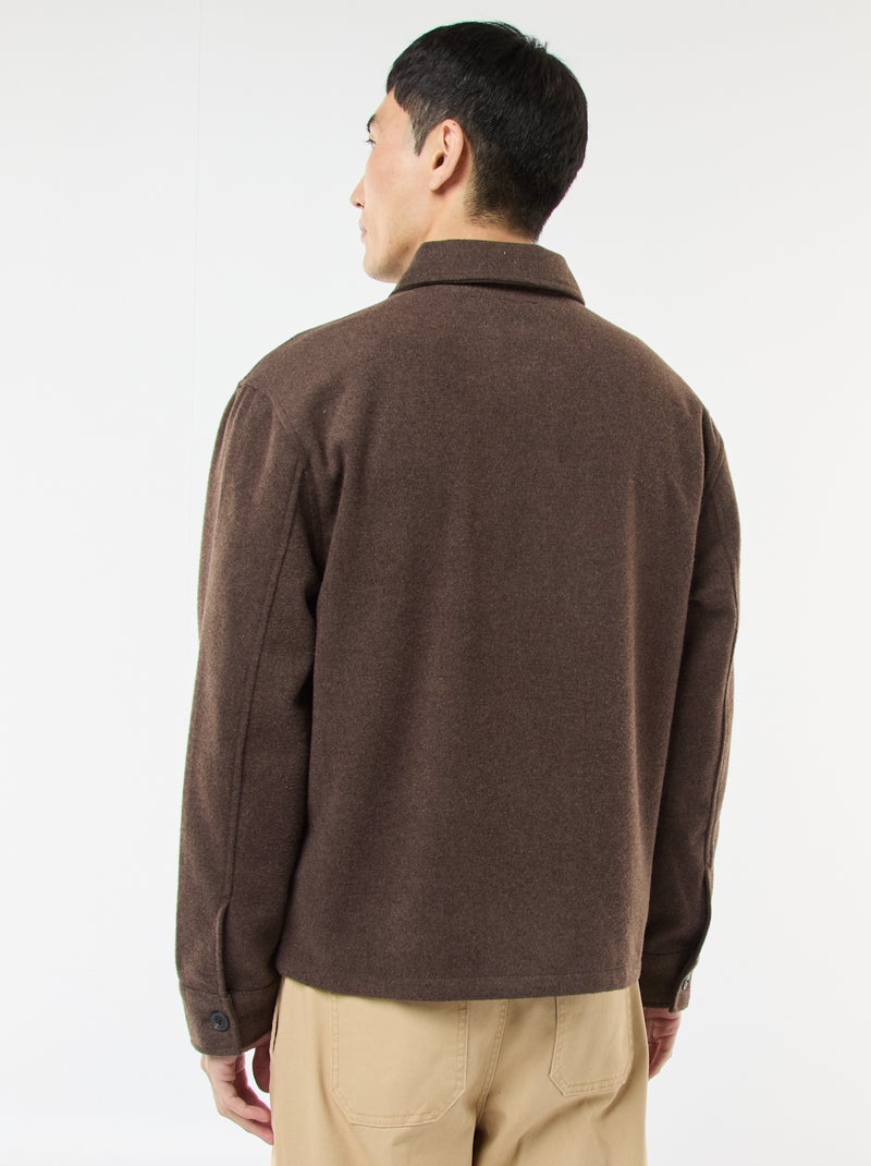 Sobrecamisa de flanela lisa Castanho - Kiabi