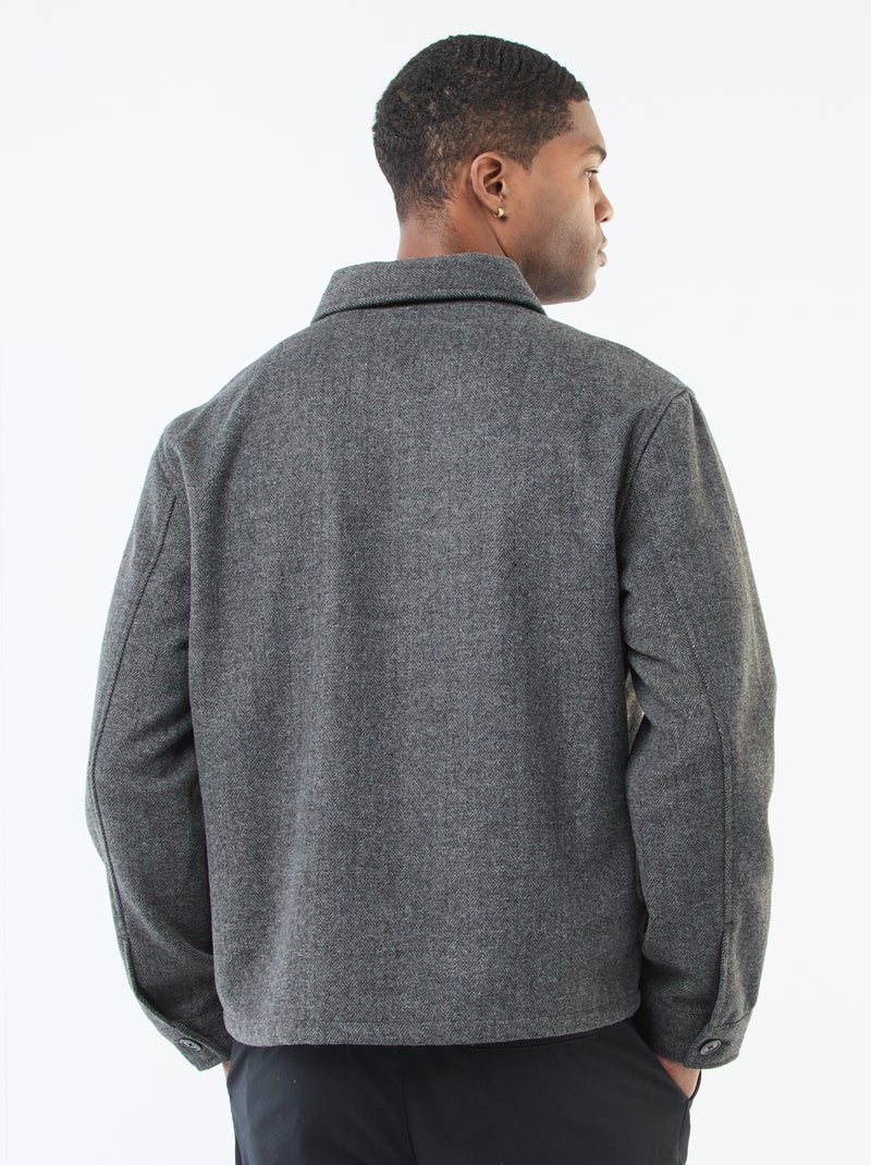 Sobrecamisa de flanela lisa Cinza - Kiabi