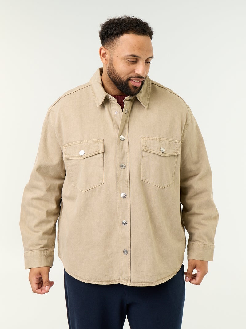 Sobrecamisa de ganga Bege - Kiabi