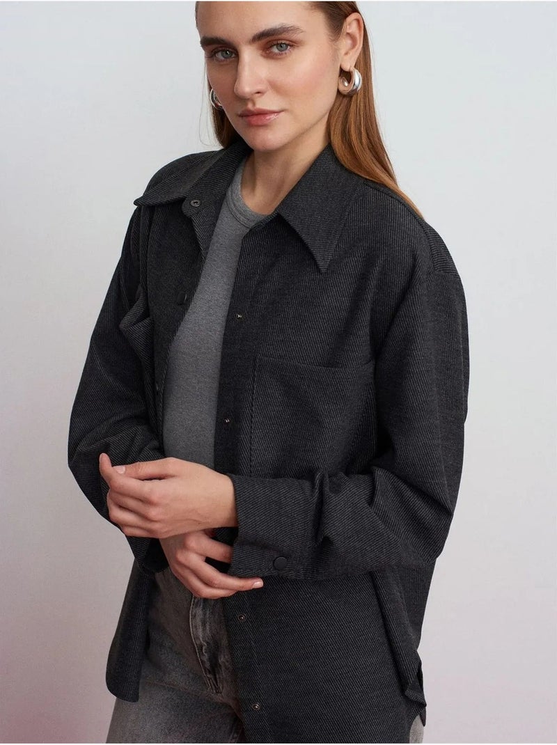 Sobrecamisa de malha oversized de manga comprida dilvin Cinza escuro - Kiabi