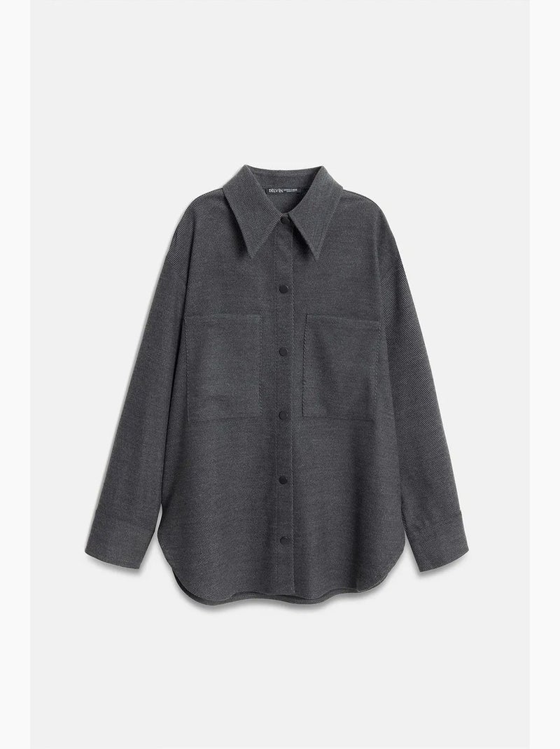 Sobrecamisa de malha oversized de manga comprida dilvin Cinza escuro - Kiabi