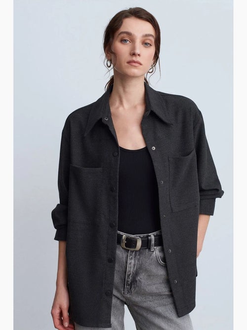 Sobrecamisa de malha oversized de manga comprida dilvin - Kiabi