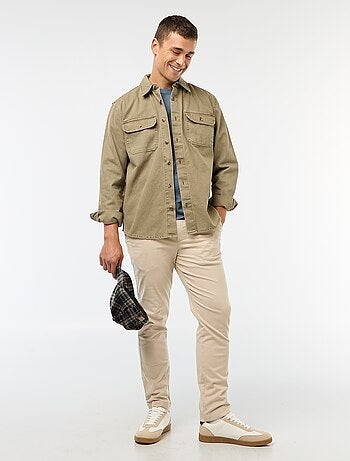 Sobrecamisa de manga comprida em algodão