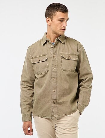 Sobrecamisa de manga comprida em algodão