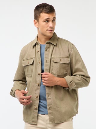 Sobrecamisa de manga comprida em algodão