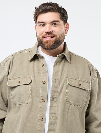 Sobrecamisa de manga comprida em algodão