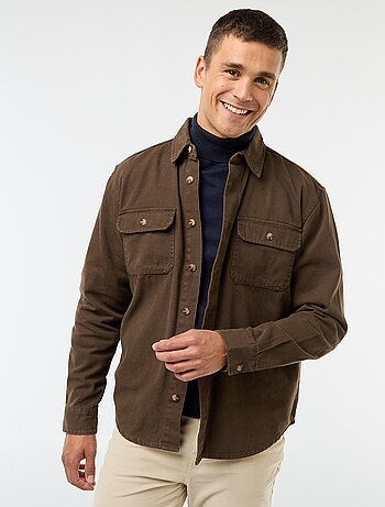 Sobrecamisa de manga comprida em algodão