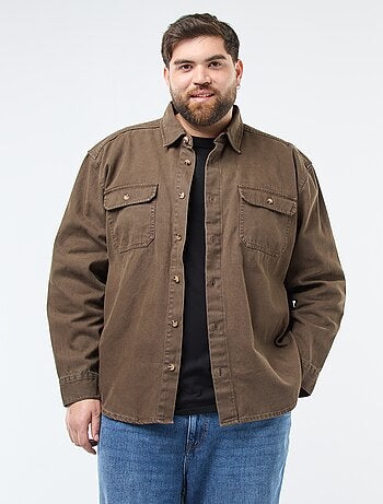 Sobrecamisa de manga comprida em algodão