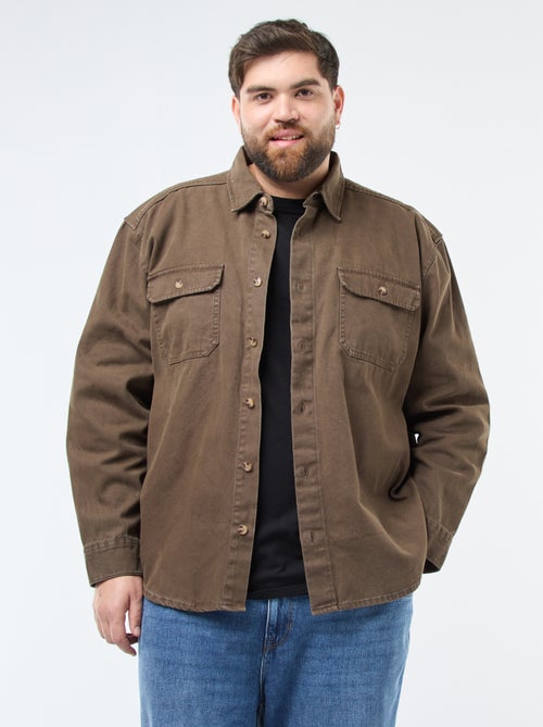 Sobrecamisa de manga comprida em algodão - Kiabi