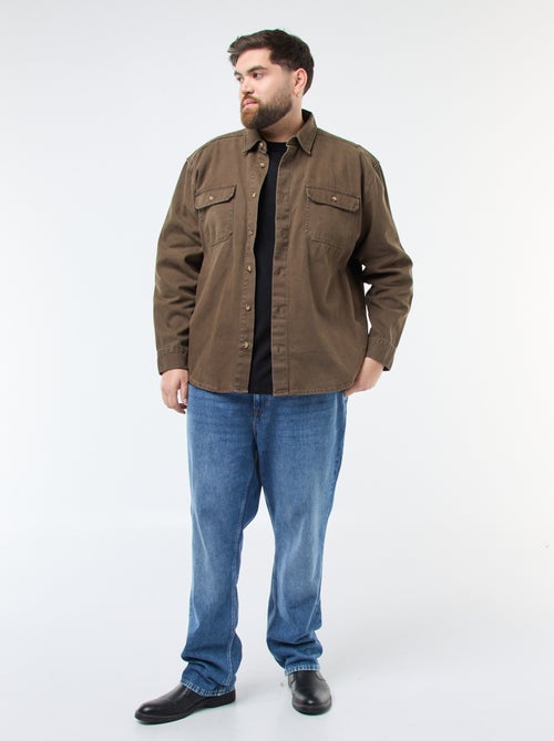 Sobrecamisa de manga comprida em algodão - Kiabi