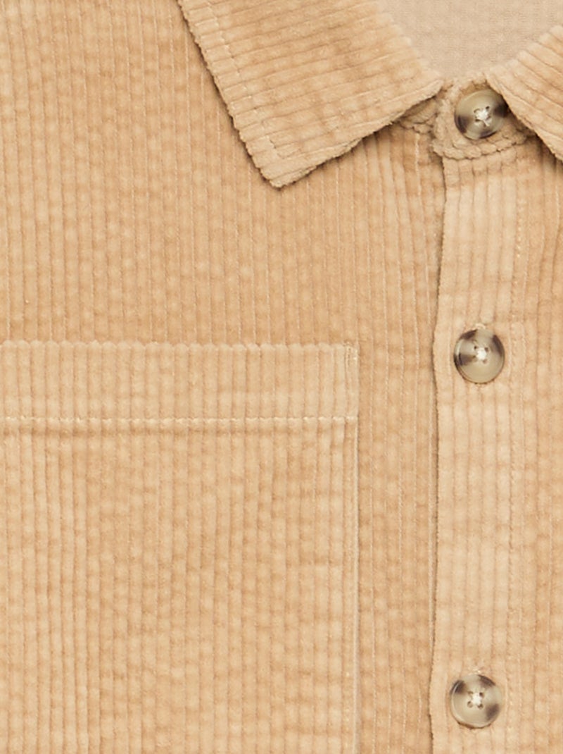 Sobrecamisa de veludo cotelê Bege - Kiabi
