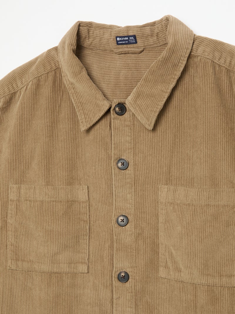 Sobrecamisa de veludo cotelê Bege - Kiabi