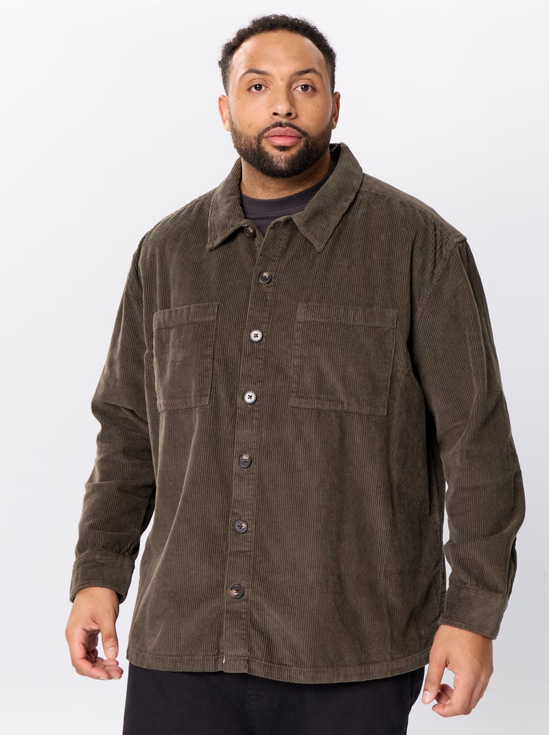 Sobrecamisa de veludo cotelê Caqui - Kiabi