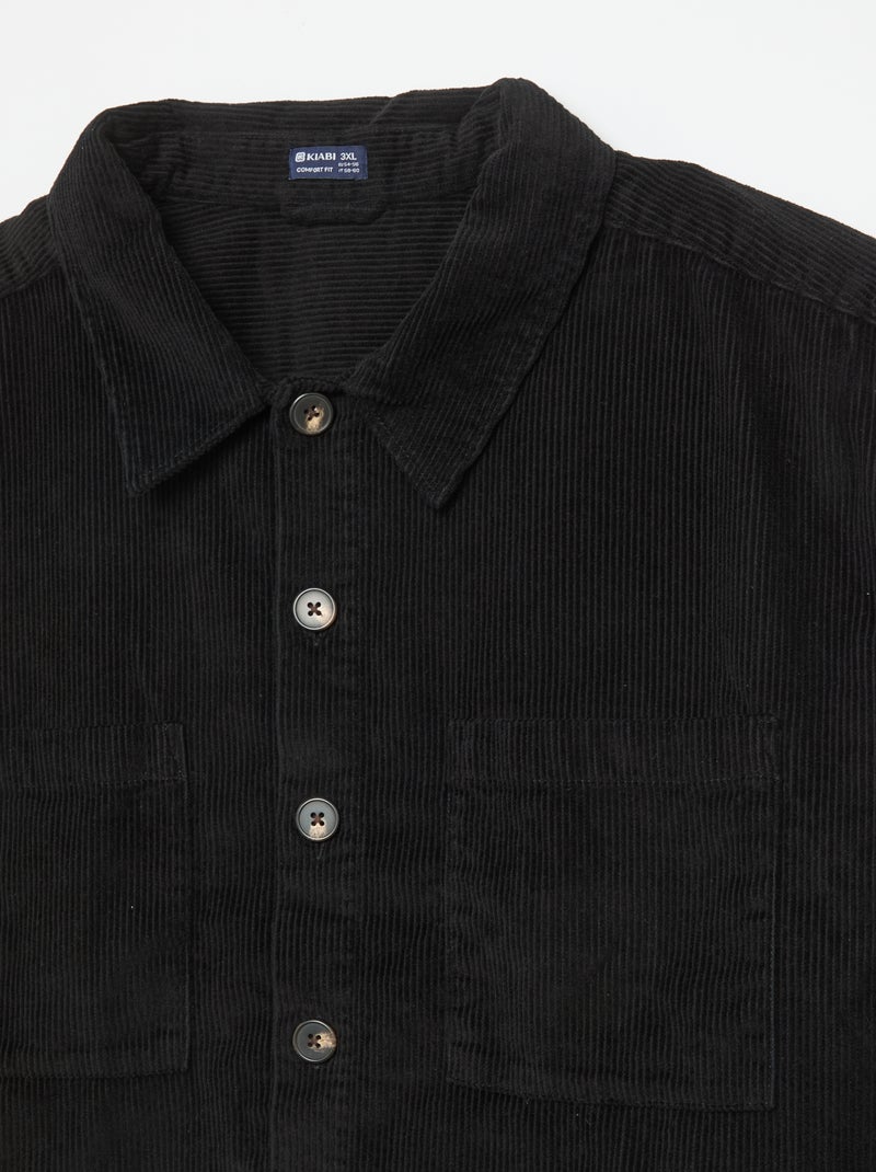 Sobrecamisa de veludo cotelê Preto - Kiabi