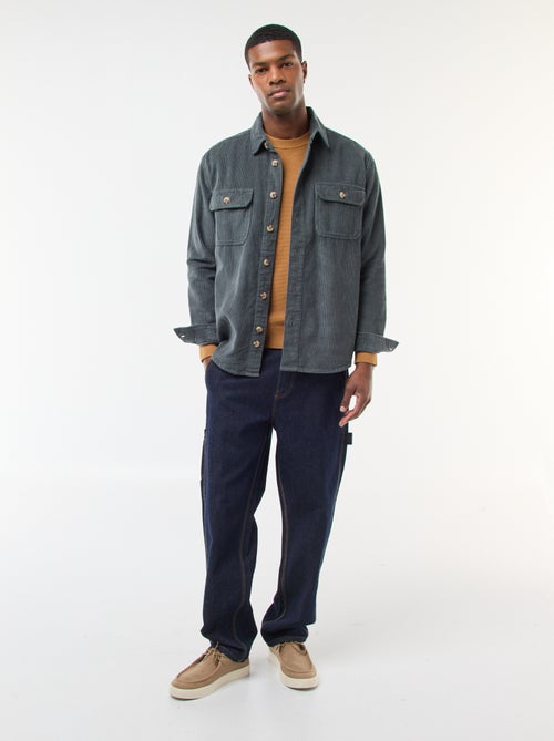 Sobrecamisa de veludo de algodão lisa - Kiabi