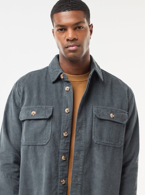 Sobrecamisa de veludo de algodão lisa - Kiabi