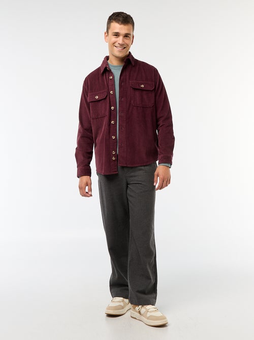 Sobrecamisa de veludo de algodão lisa - Kiabi