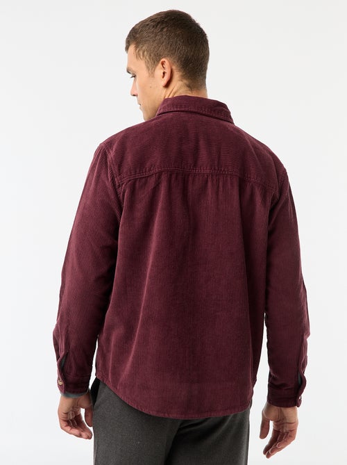 Sobrecamisa de veludo de algodão lisa - Kiabi