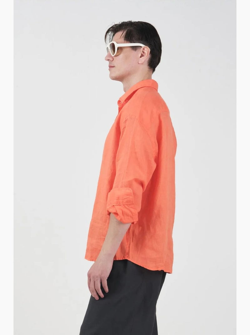 Sobrecamisa em linho oversize para homem giesto Laranja-claro - Kiabi