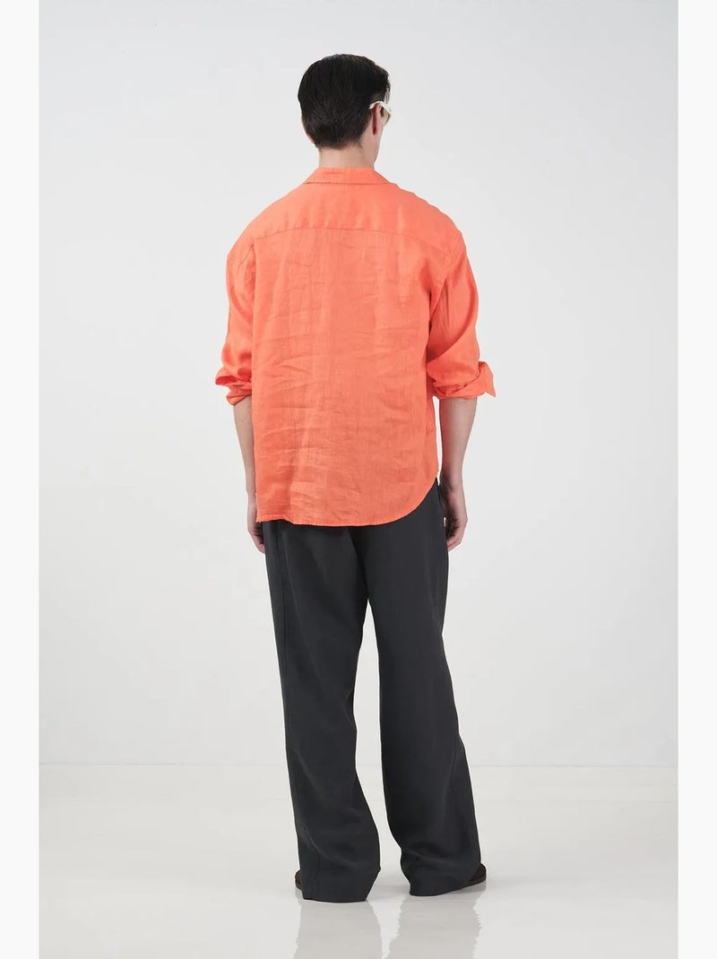 Sobrecamisa em linho oversize para homem giesto Laranja-claro - Kiabi