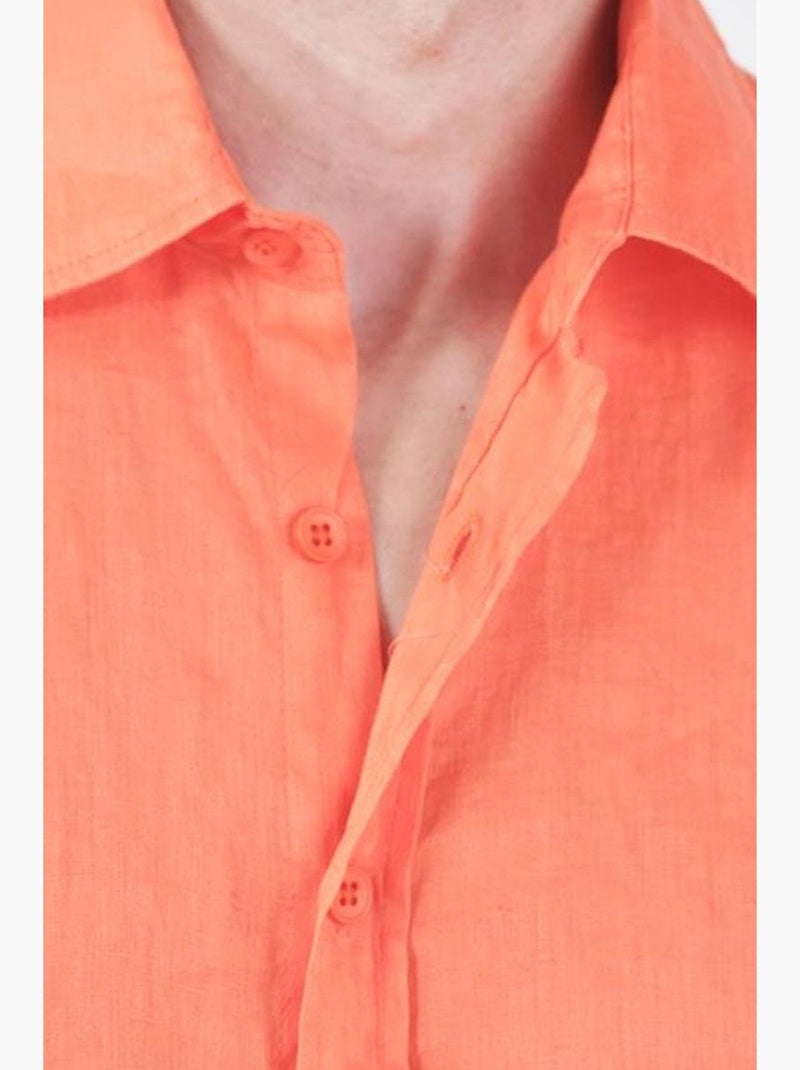 Sobrecamisa em linho oversize para homem giesto Laranja-claro - Kiabi
