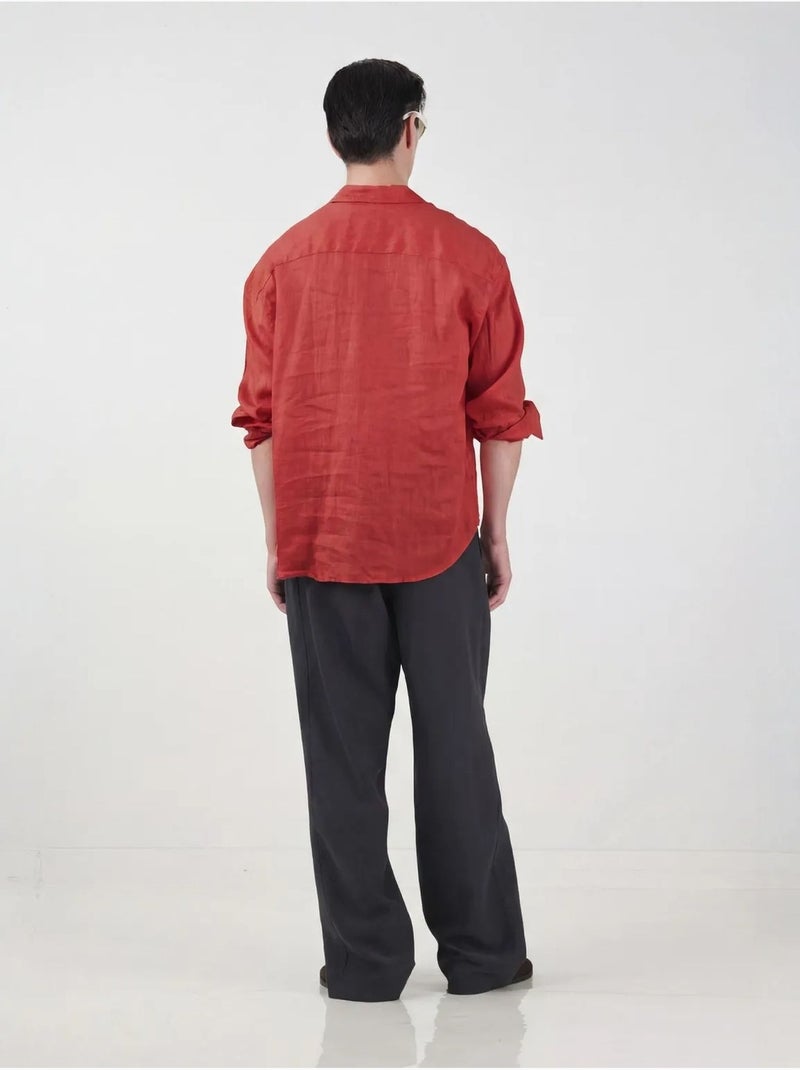Sobrecamisa em linho oversize para homem giesto Vermelho - Kiabi