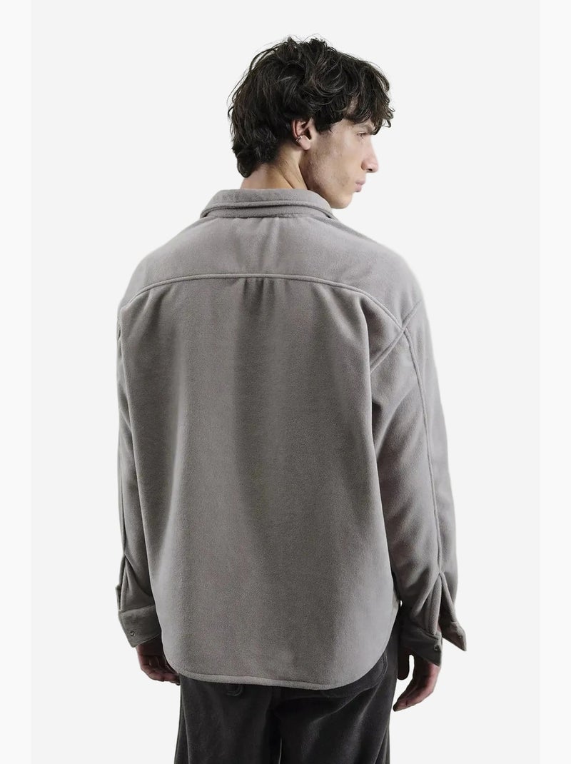 Sobrecamisa em malha de cor sólida giesto Cinza médio - Kiabi