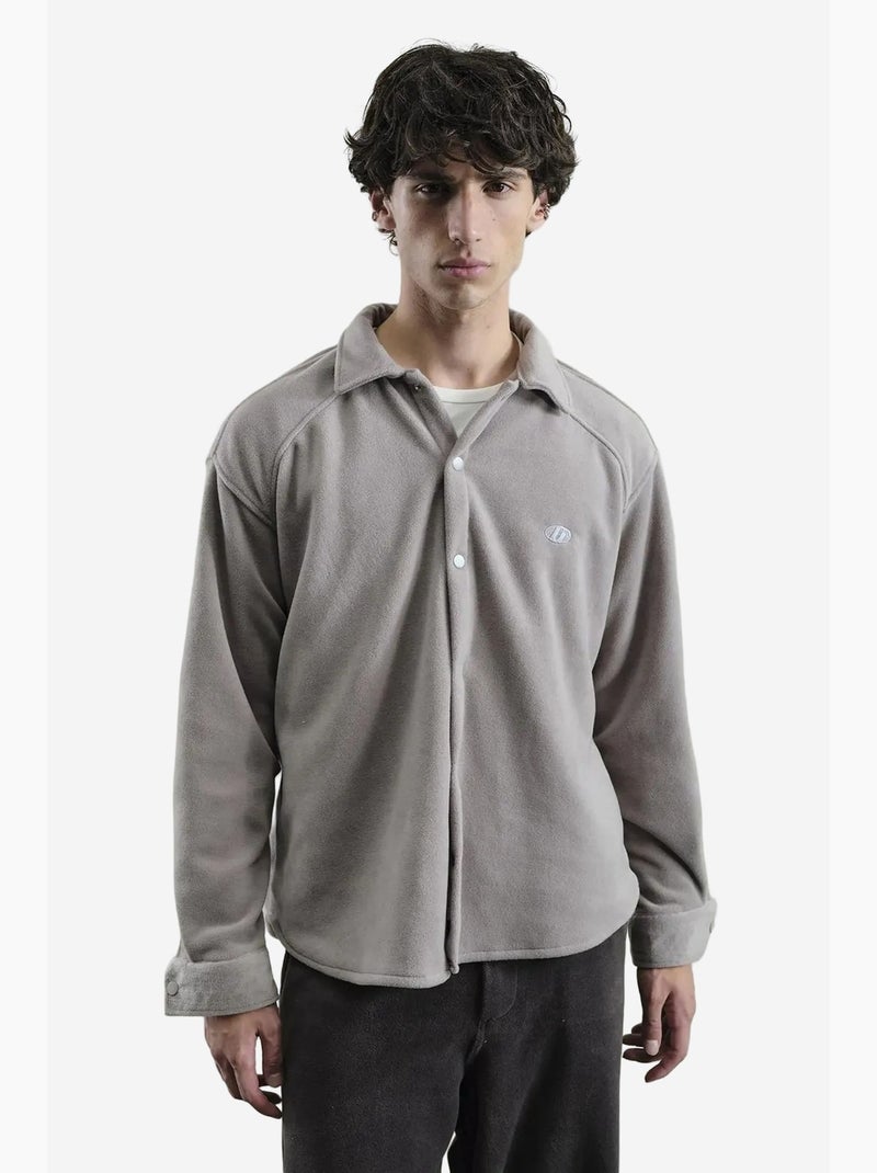Sobrecamisa em malha de cor sólida giesto Cinza médio - Kiabi