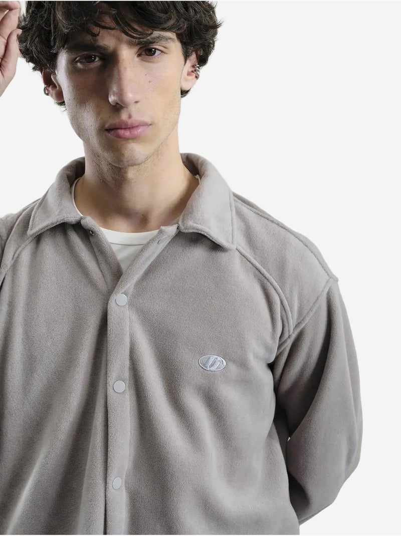 Sobrecamisa em malha de cor sólida giesto Cinza médio - Kiabi